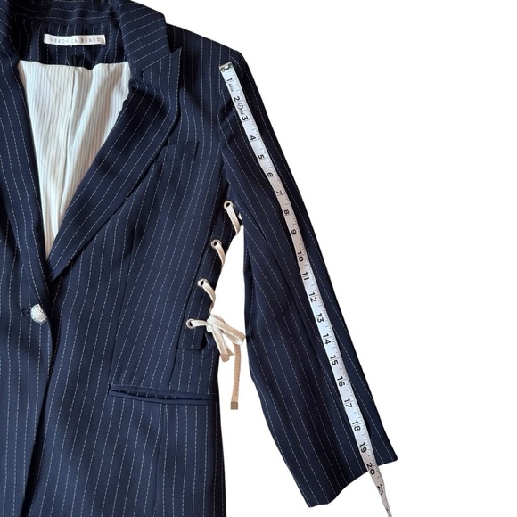 Veronica Beard Taylor Striped Lace-Up Blazer. Size 8. - Picture 12 of 14